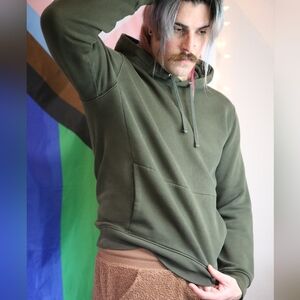 Everlane Dark Olive Green Cotton Hoodie Sweatshirt M